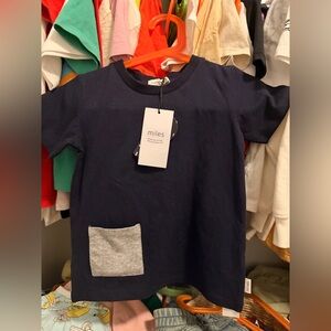 NWT 2-3t  Boy Navy T-Shirt with Gray Pocket